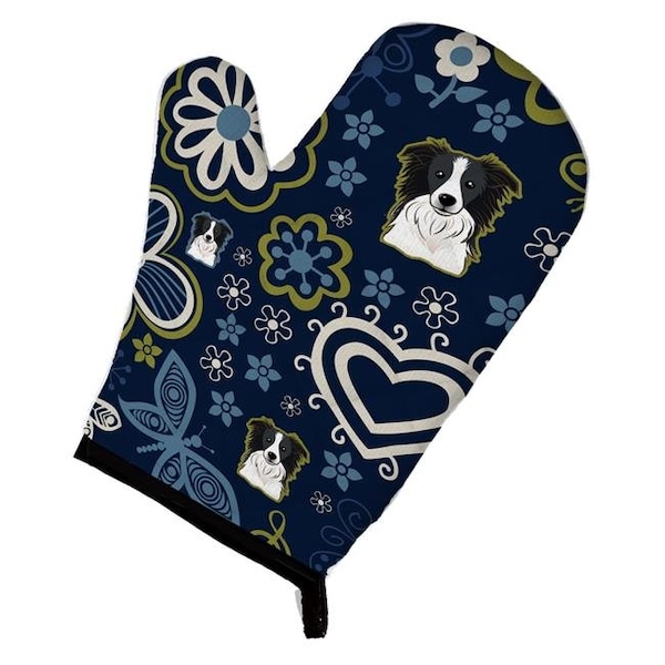 Carolines Treasures Carolines Treasures BB5092OVMT Blue Flowers Border Collie Oven Mitt - BB5092OVMT