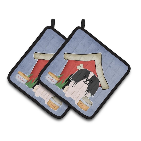 Carolines Treasures Dog House Collection Pekingnese Black and White Pair of Pot Holders - BB2859PTHD