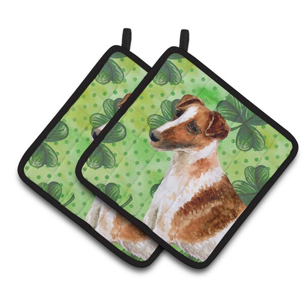 Carolines Treasures Smooth Fox Terrier St.Patricks Pair of Pot Holders - BB9821PTHD