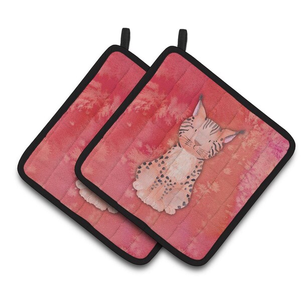 Carolines Treasures Lynx Watercolor Pair of Pot Holders - BB7397PTHD