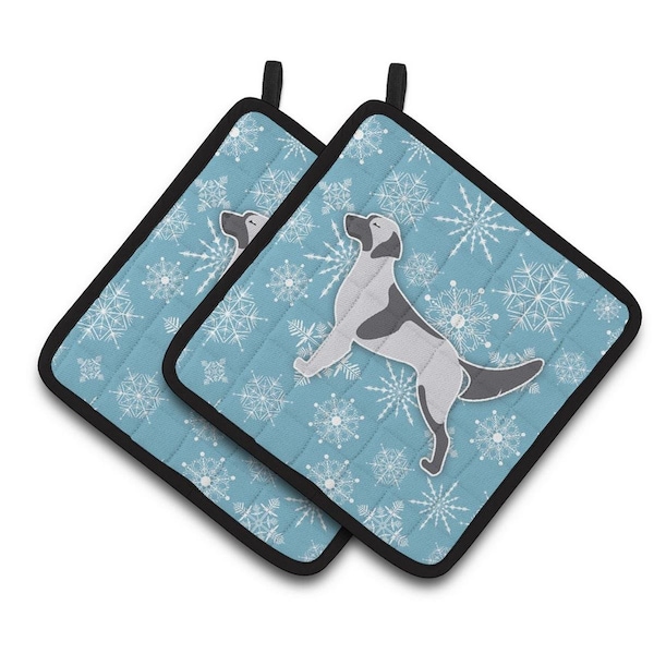 Carolines Treasures Winter Snowflake English Setter Pair of Pot Holders - BB3481PTHD