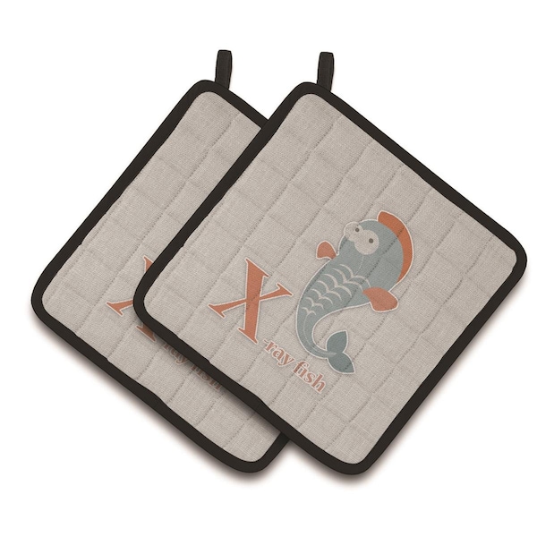 Carolines Treasures Alphabet X For Xray Fish Pair of Pot Holders - BB5749PTHD