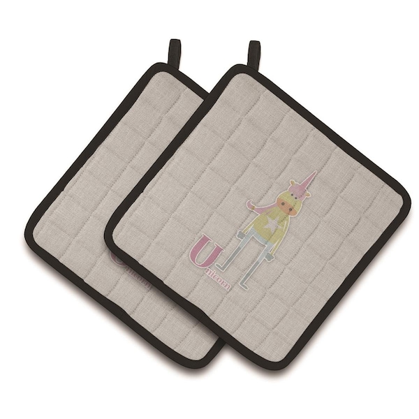 Carolines Treasures Alphabet U For Unicorn Pair of Pot Holders - BB5746PTHD