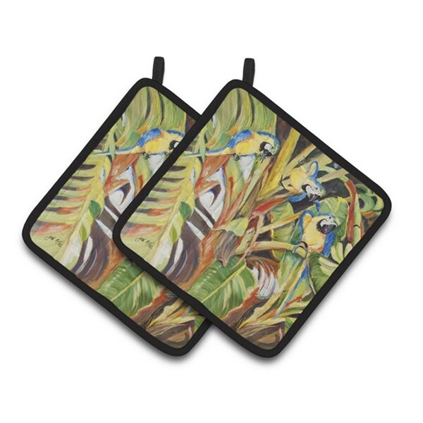 Carolines Treasures Parrots Pair of Pot Holders, 7.5 x 3 x 7.5 in. - JMK1281PTHD