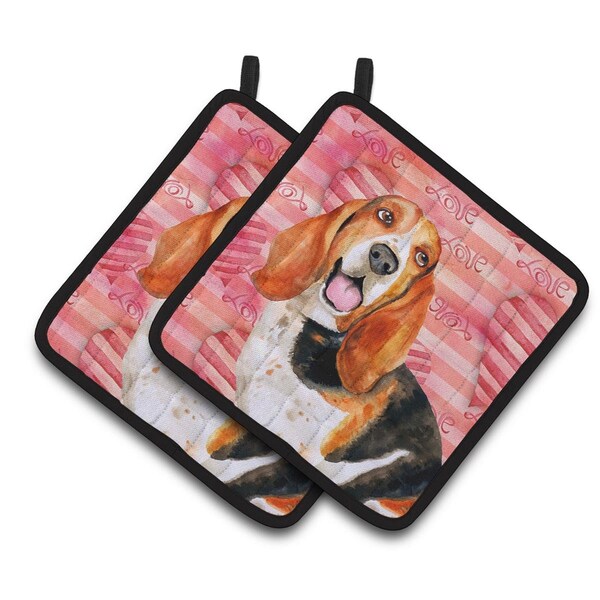 Carolines Treasures Basset Hound Love Pair of Pot Holders - BB9791PTHD