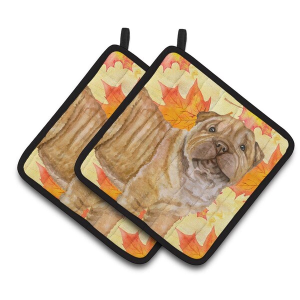 Carolines Treasures Shar Pei Puppy Fall Pair of Pot Holders - BB9980PTHD