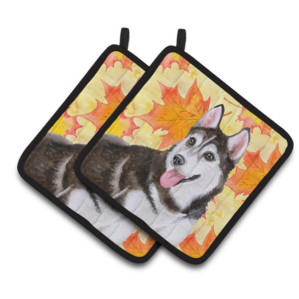 Carolines Treasures Siberian Husky No. 2 Fall Pair of Pot Holders - BB9973PTHD