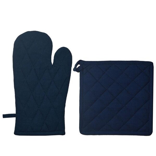 Dunroven House Dunroven House ORK104MP-N Quilted Oven Mitt & Potholder Set; Navy - ORK104MP-N