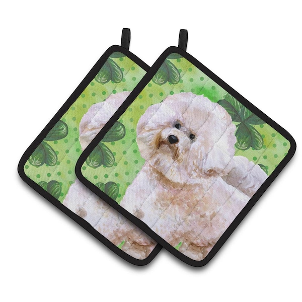 Carolines Treasures Bichon Frise No.2 St.Patricks Pair of Pot Holders - BB9879PTHD