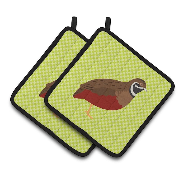 Carolines Treasures Chinese Painted or King Quail Green Pair of Pot Holders - BB7782PTHD