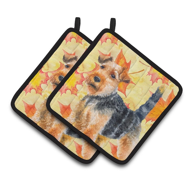 Carolines Treasures Welsh Terrier Fall Pair of Pot Holders - BB9961PTHD