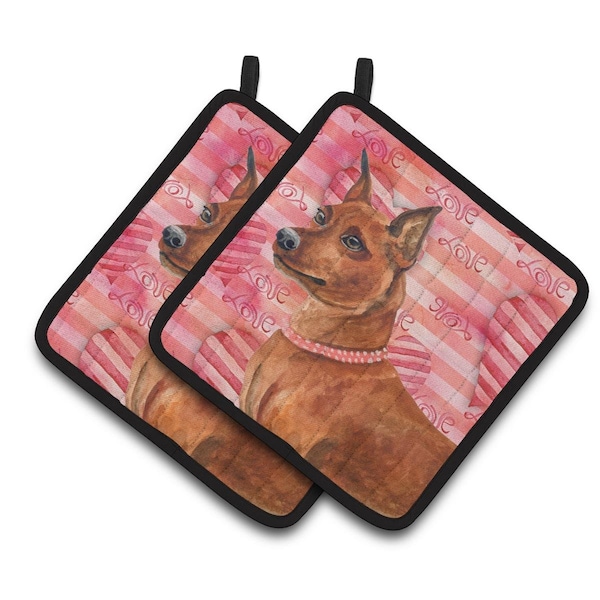 Carolines Treasures Miniature Pinscher Love Pair of Pot Holders - BB9743PTHD