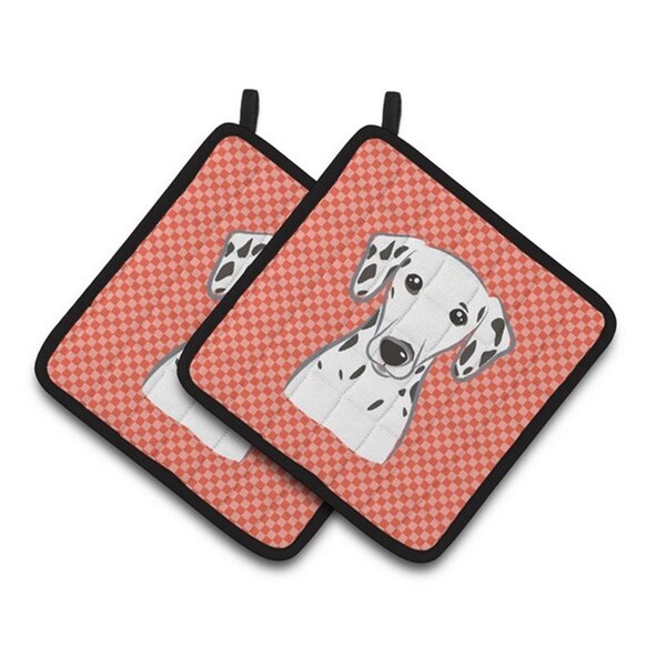 Carolines Treasures Red Checkered Dalmatian Pair of Pot Holders, 7.5 x 3 x 7.5 in. - BB1131PTHD