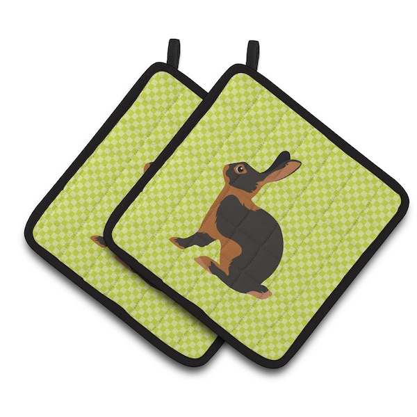 Carolines Treasures Tan Rabbit Green Pair of Pot Holders - BB7789PTHD