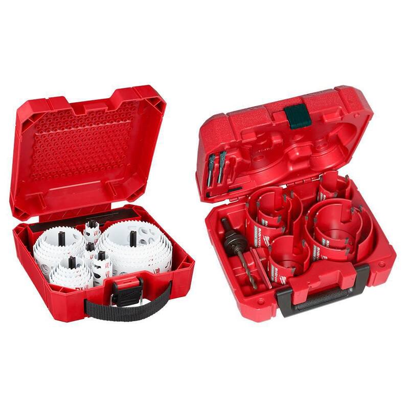 Juego de sierra perforadora bimetálica de propósito general Milwaukee Hole Dozer con kit de sierra perforadora de carburo BIG HAWG (38 piezas) - 49-22-4185-49-56-9290.