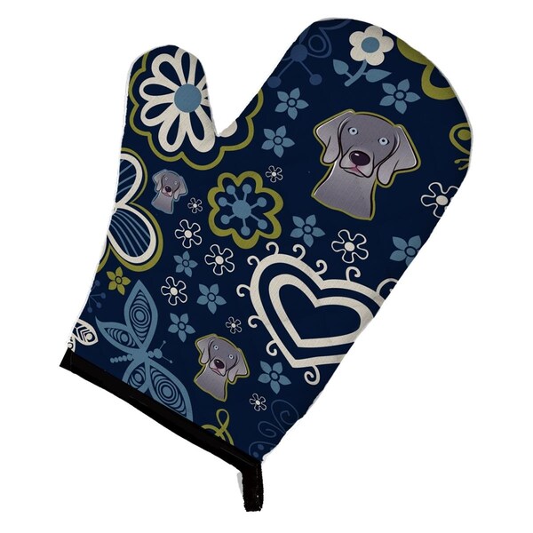 Carolines Treasures Blue Flowers Weimaraner Oven Mitt - BB5082OVMT