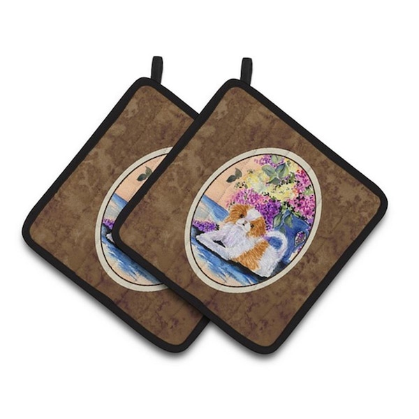 Carolines Treasures Japanese Chin Pair of Pot Holders, 7.5 x 3 x 7.5 in. - SS8300PTHD