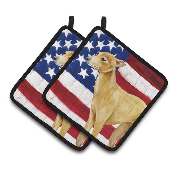Carolines Treasures Italian Greyhound Patriotic Pair of Pot Holders - BB9698PTHD