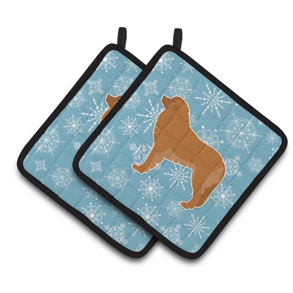 Carolines Treasures Winter Snowflake Leonberger Pair of Pot Holders - BB3558PTHD