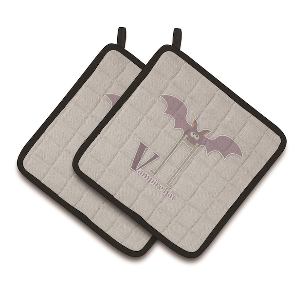 Carolines Treasures Alphabet V For Vampire Bat Pair of Pot Holders - BB5747PTHD