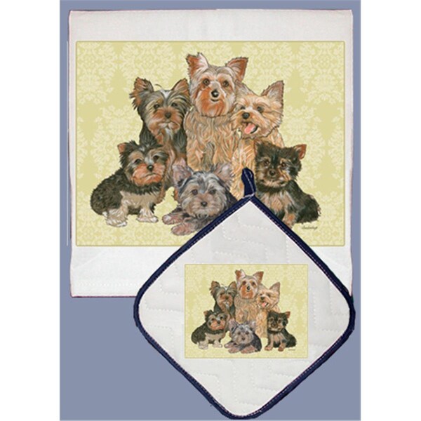 Bakebetter Dish Towel and Pot Holder Set - Yorkie Family - BA2633769