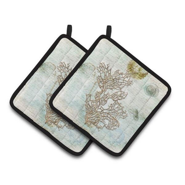 Carolines Treasures Coral Pair of Pot Holders, 7.5 x 3 x 7.5 in. - SB3040PTHD