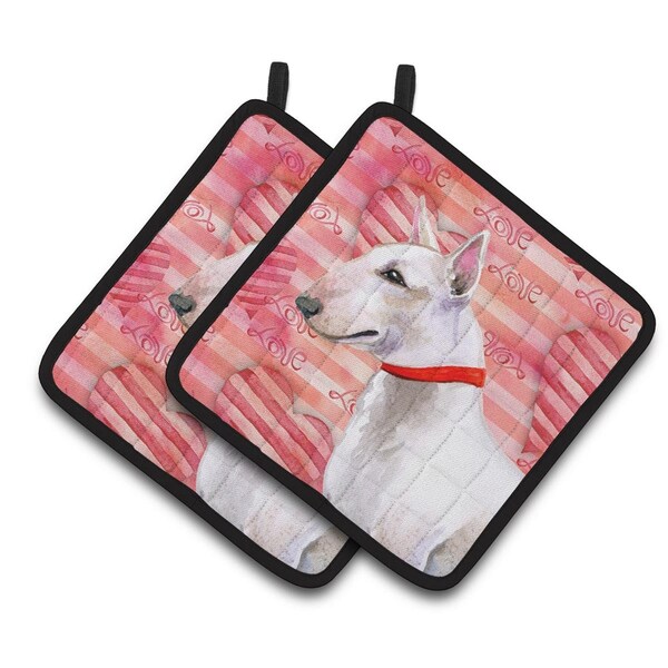 Carolines Treasures Bull Terrier Love Pair of Pot Holders - BB9780PTHD
