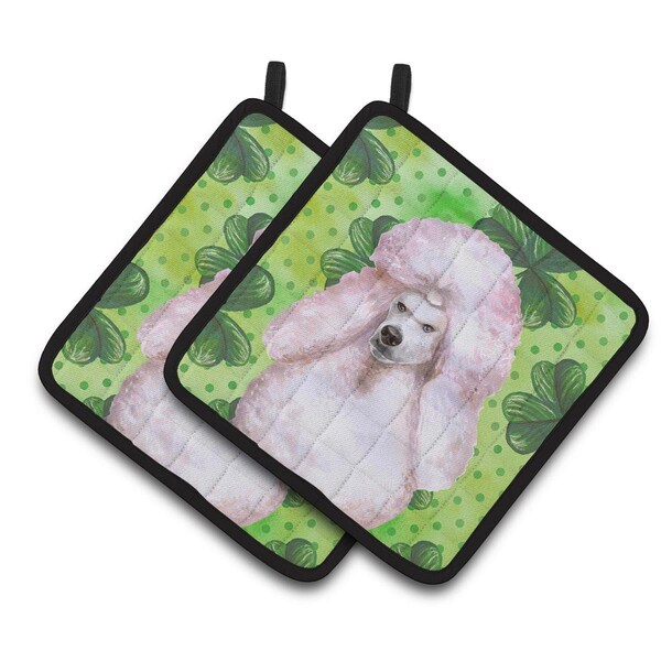 Carolines Treasures White Standard Poodle St.Patricks Pair of Pot Holders - BB9891PTHD