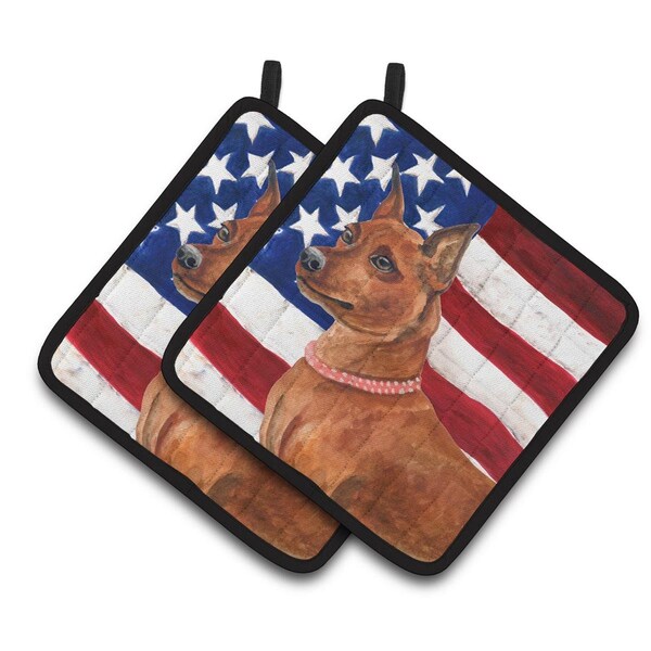 Carolines Treasures Miniature Pinscher Patriotic Pair of Pot Holders - BB9656PTHD