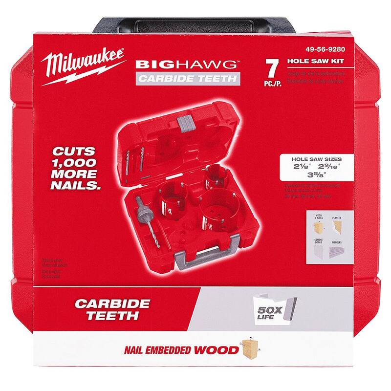 Kit de sierra perforadora de carburo BIG HAWG de Milwaukee (14 piezas) - 49-56-9280-49-56-9280