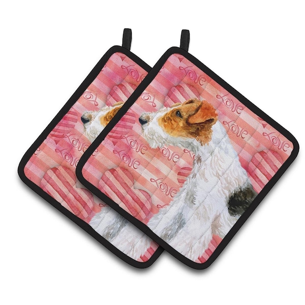 Carolines Treasures Fox Terrier Love Pair of Pot Holders - BB9737PTHD