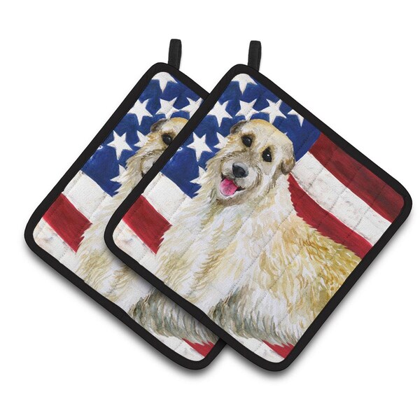 Carolines Treasures Irish Wolfhound Patriotic Pair of Pot Holders - BB9670PTHD
