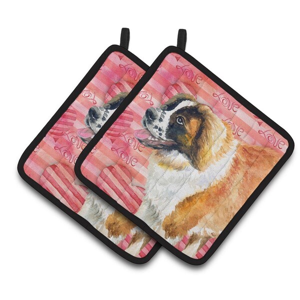 Carolines Treasures Saint Bernard Love Pair of Pot Holders - BB9766PTHD