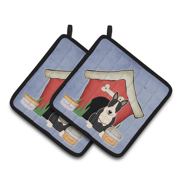 Carolines Treasures Dog House Collection Bull Terrier Black and White Pair of Pot Holders - BB2887PTHD