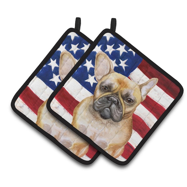 Carolines Treasures French Bulldog Patriotic Pair of Pot Holders - BB9688PTHD
