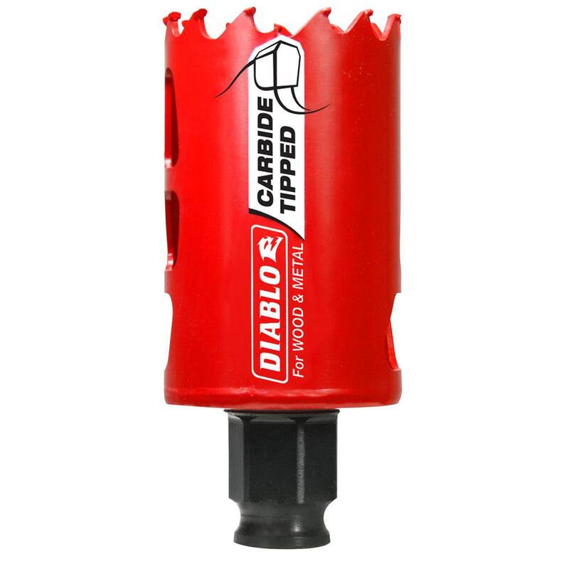 Sierra de corona de carburo DIABLO de 1-5/8 pulgadas con una profundidad de corte de 2-3/8 pulgadas - DHS1625CT