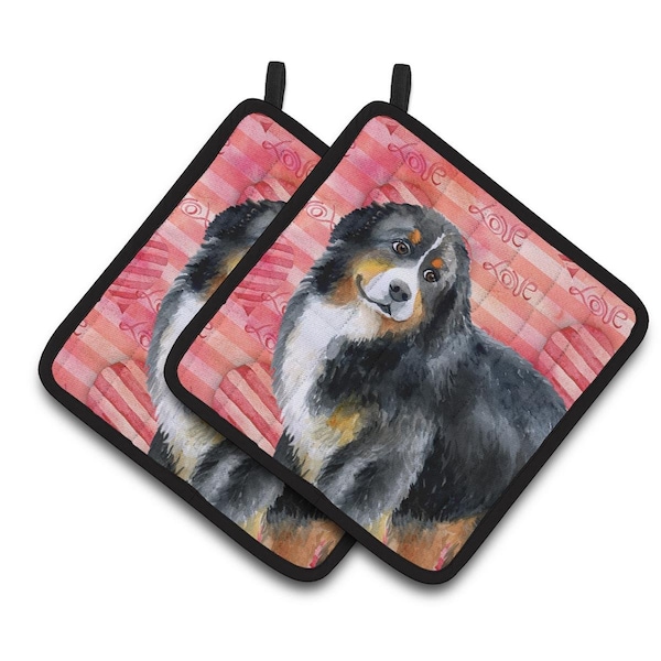 Carolines Treasures Bernese Mountain Dog Love Pair of Pot Holders - BB9732PTHD
