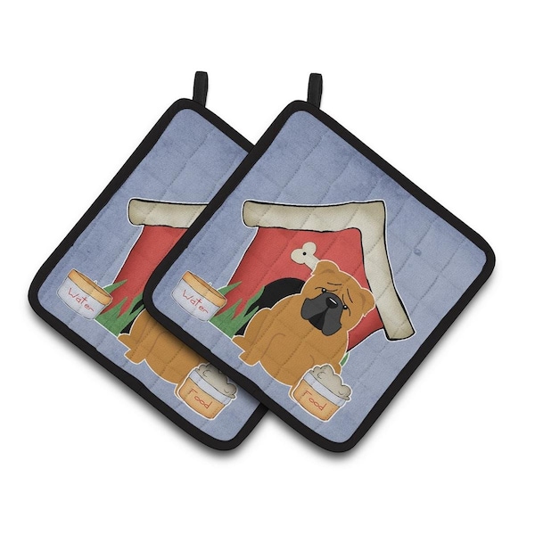 Carolines Treasures Dog House Collection English Bulldog Red Pair of Pot Holders - BB2876PTHD