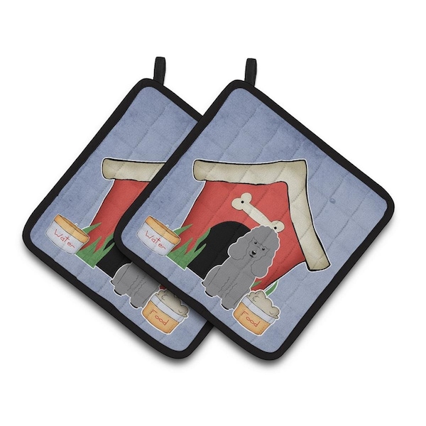 Carolines Treasures Dog House Collection Poodle Silver Pair of Pot Holders - BB2822PTHD