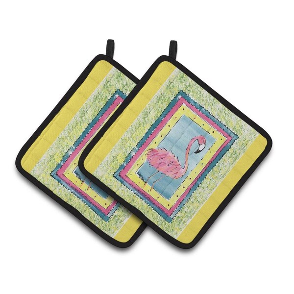 Carolines Treasures Bird - Flamingo Pair of Pot Holders - 8106-BPTHD