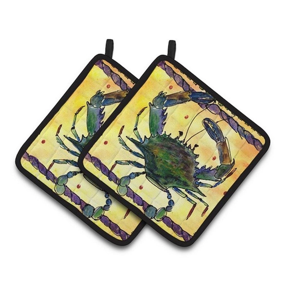 Carolines Treasures Crab Pair of Pot Holders, 7.5 x 3 x 7.5 in. - 8058PTHD