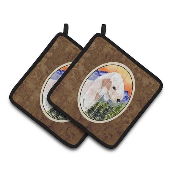 Carolines Treasures Bedlington Terrier Pair of Pot Holders, 7.5 x 3 x 7.5 in. - SS8158PTHD