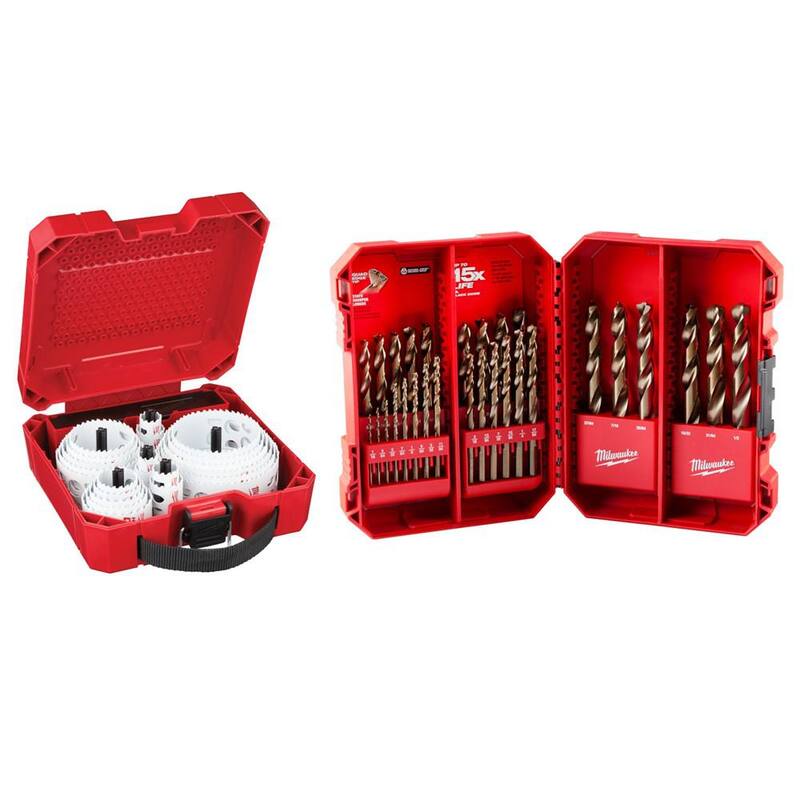 Juego de sierra perforadora bi-metal para propósito general Hole Dozer de Milwaukee con juego de brocas de cobalto (57 piezas) - 49-22-4185-48-89-2332