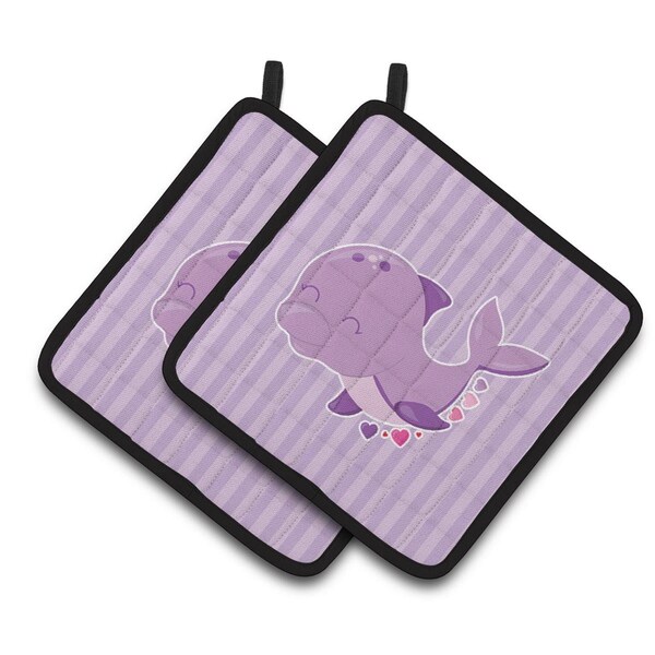 Carolines Treasures Purple Dolphin Pair of Pot Holders - BB7132PTHD
