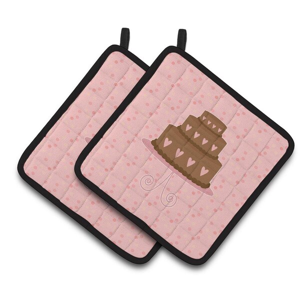 Carolines Treasures Heart Cake 3 Tier Pink Pair of Pot Holders - BB7273PTHD