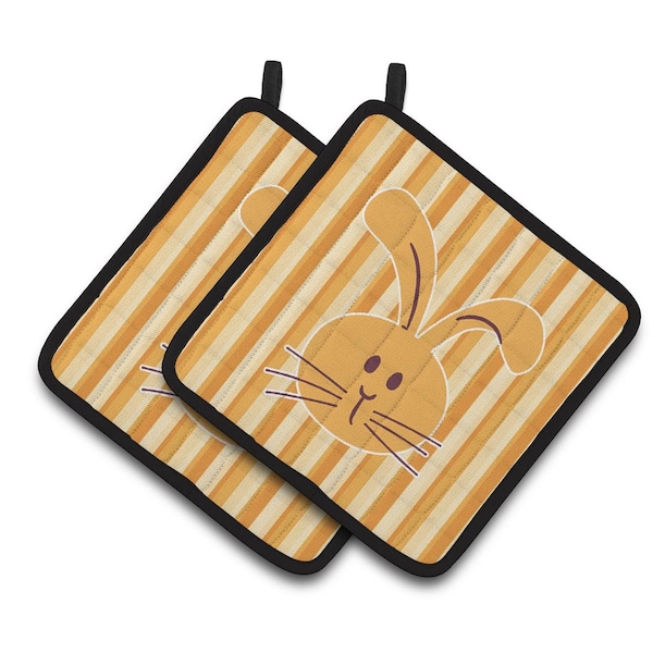 Carolines Treasures Rabbit on Stripes Pair of Pot Holders - BB7081PTHD
