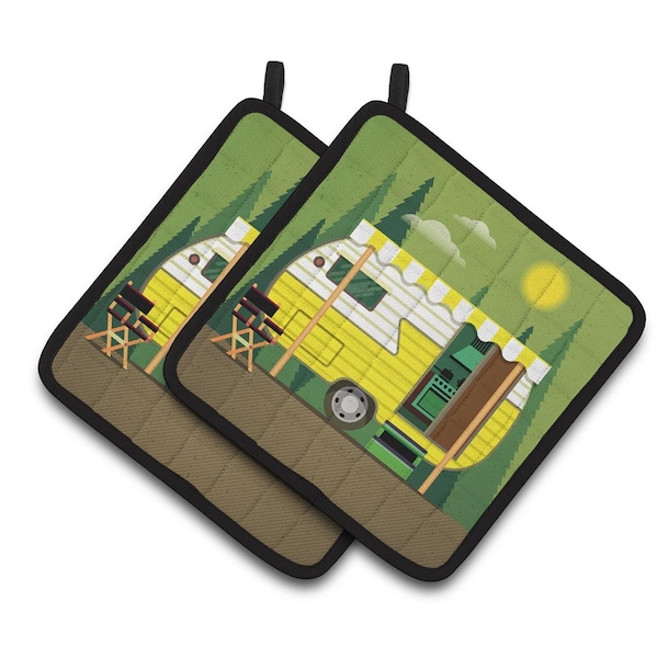 Carolines Treasures Greatest Adventure Retro Camper Pair of Pot Holders - BB5478PTHD