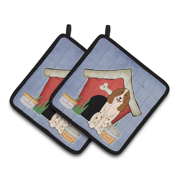 Carolines Treasures Dog House Collection Russian Spaniel Pair of Pot Holders - BB2785PTHD