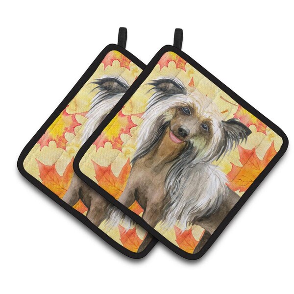 Carolines Treasures Chinese Crested Fall Pair of Pot Holders - BB9920PTHD