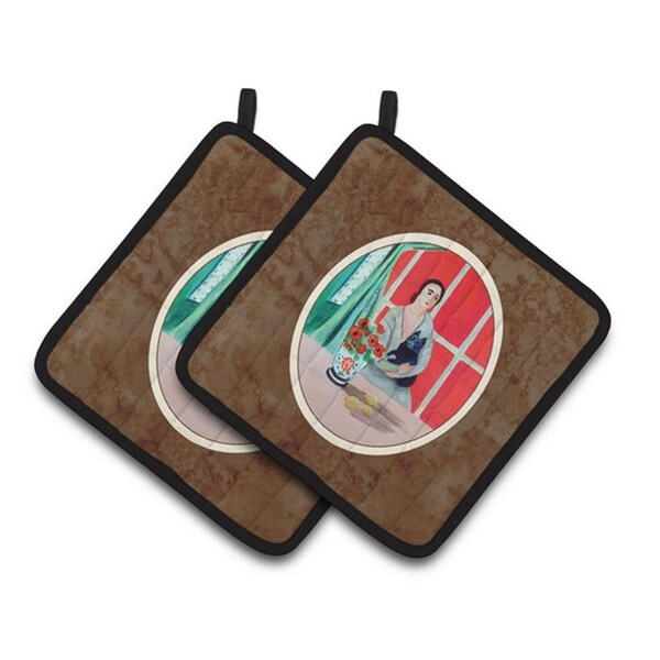Carolines Treasures Lady with Her Schipperke Pair of Pot Holders, 7.5 x 3 x 7.5 in. - 7269PTHD